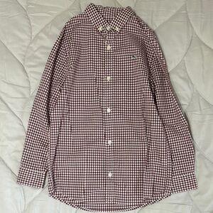 Vineyard Vines Kids Small Checkered Button Down Shirt - Burgundy and White
